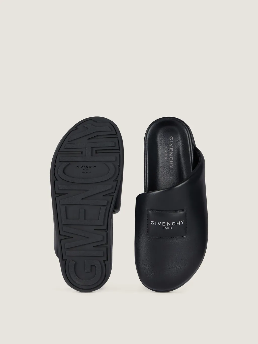 Label Flat Mules In Nappa Leather
