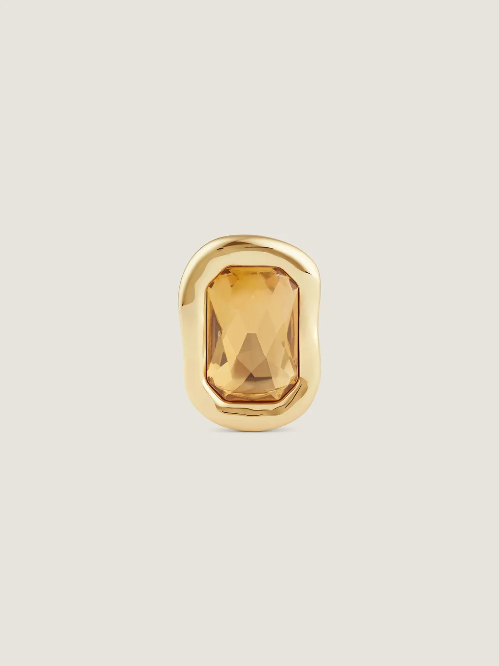 Sculptural Crystal Ring In Metal And Crystal