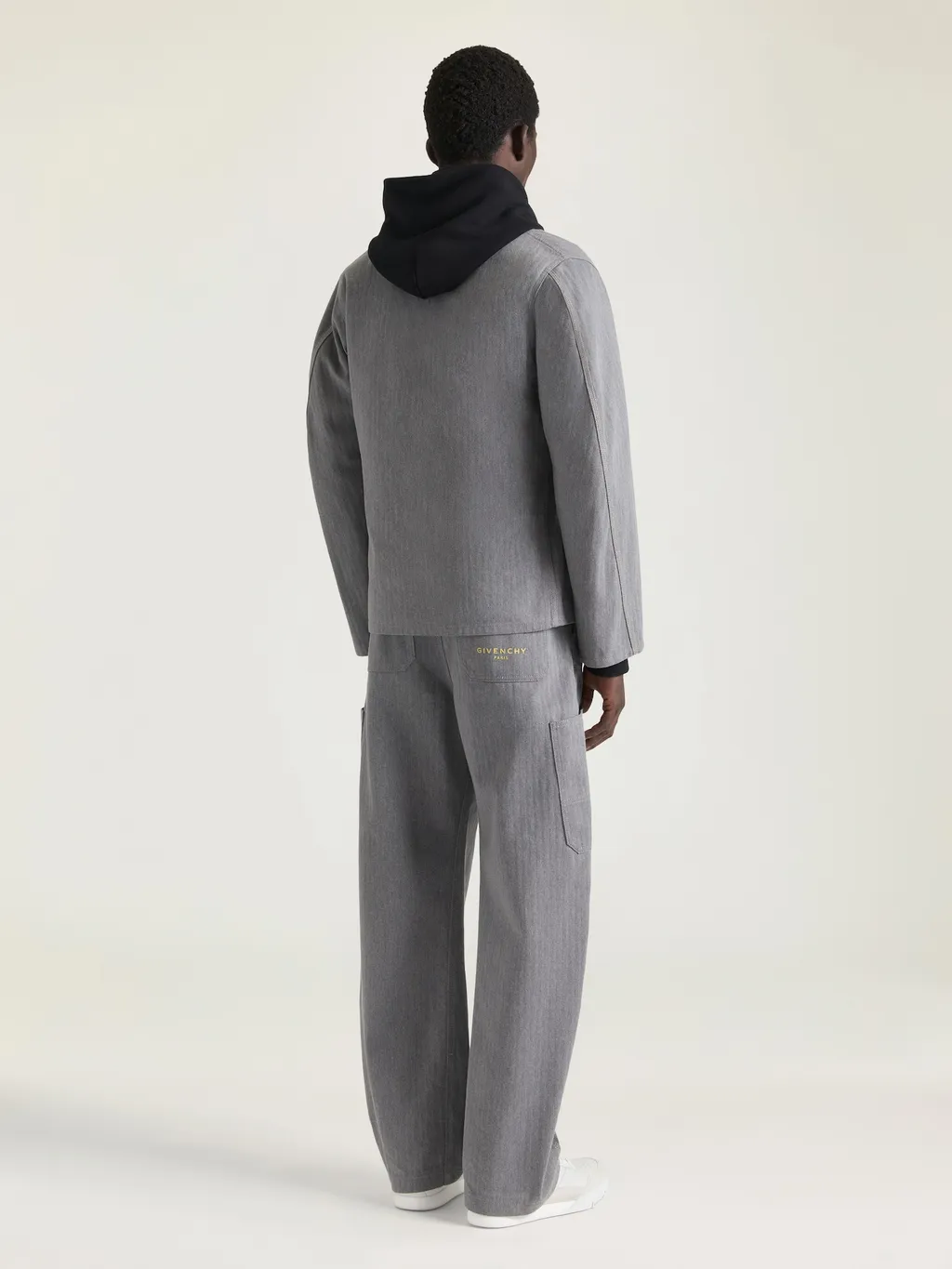 Couture Seam Cargo Trousers In Herringbone Denim