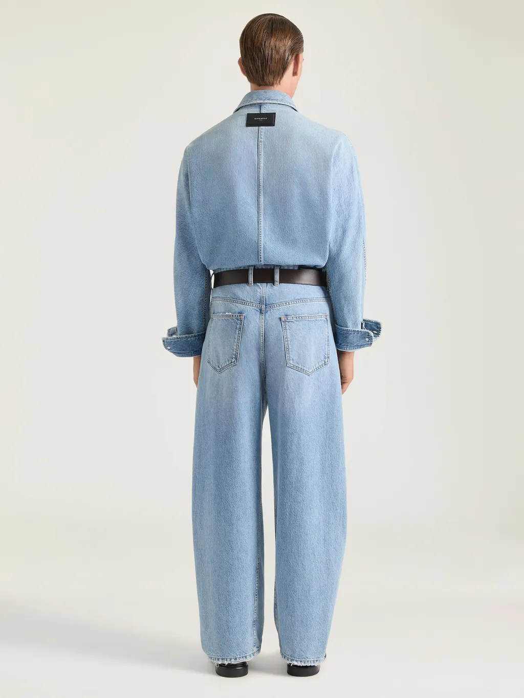 Couture Seam Overshirt In Light Blue Denim