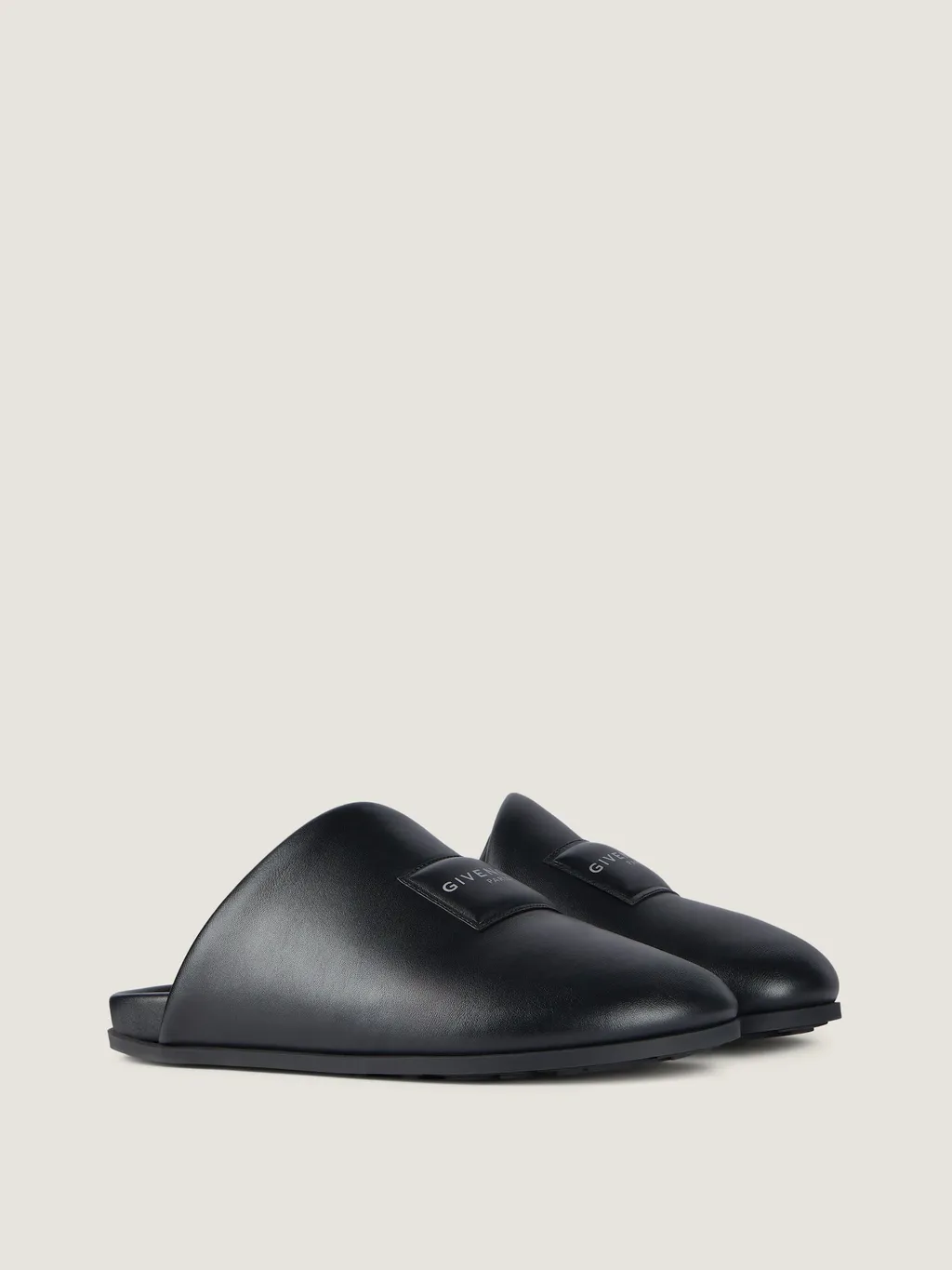 Label Flat Mules In Nappa Leather