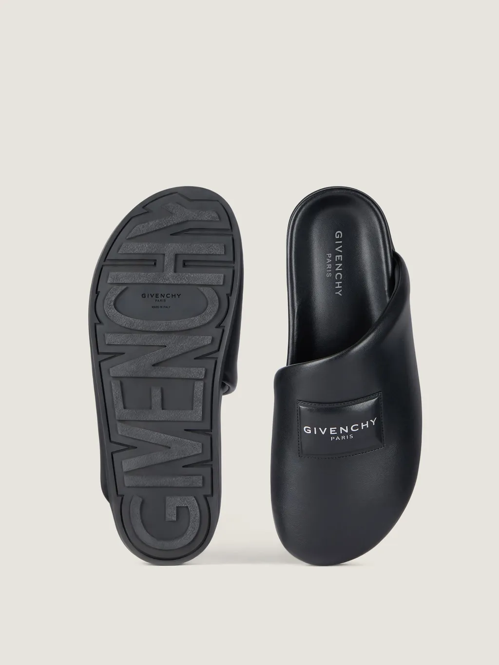 Label Flat Mules In Nappa Leather
