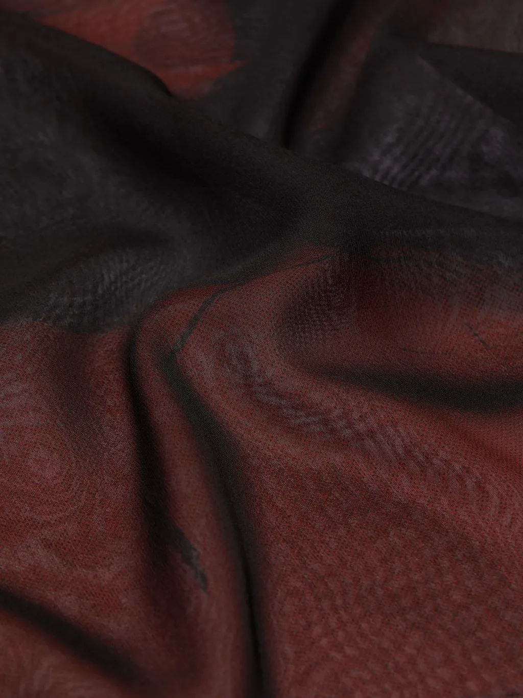 Double Layered Square In Silk Georgette With Surreslist Print