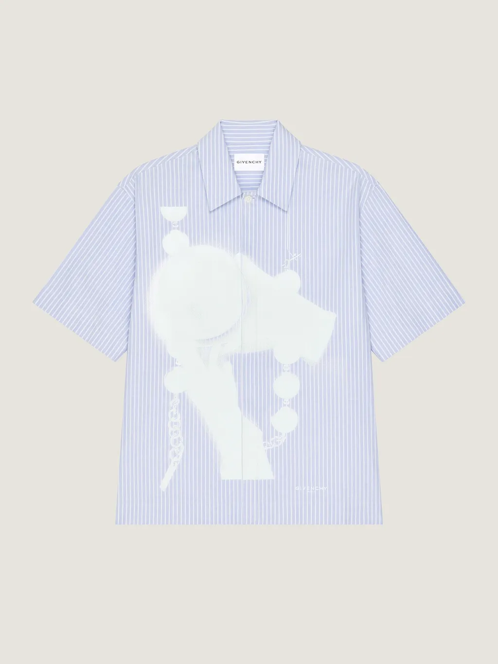 Striped Shirt In Cotton With Surrealism Print