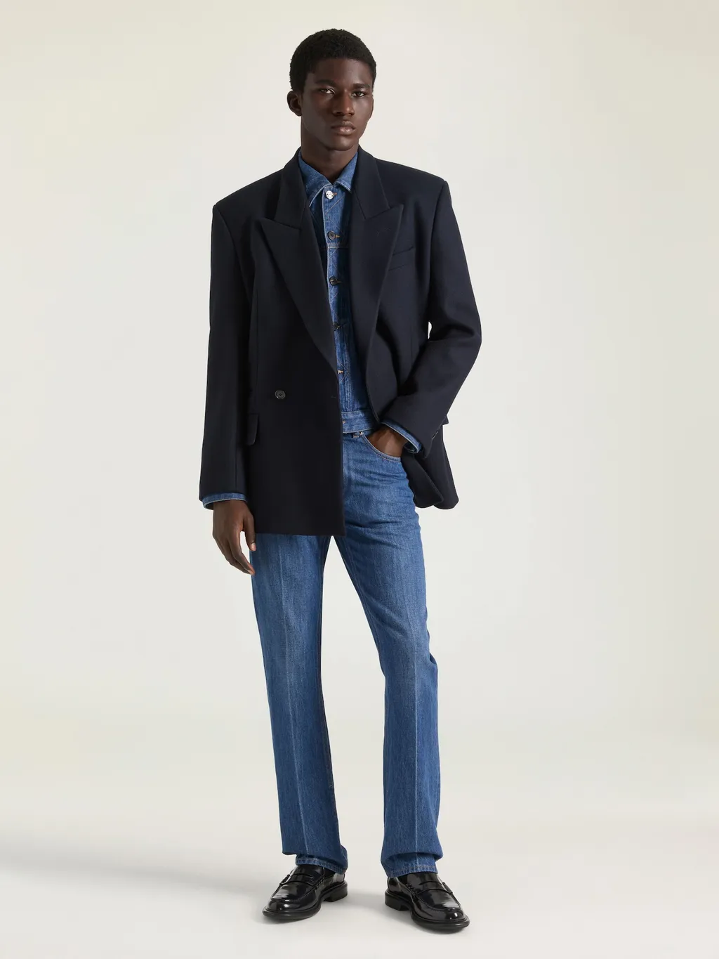Deconstructed Peaked Lapel Jacket In Wool