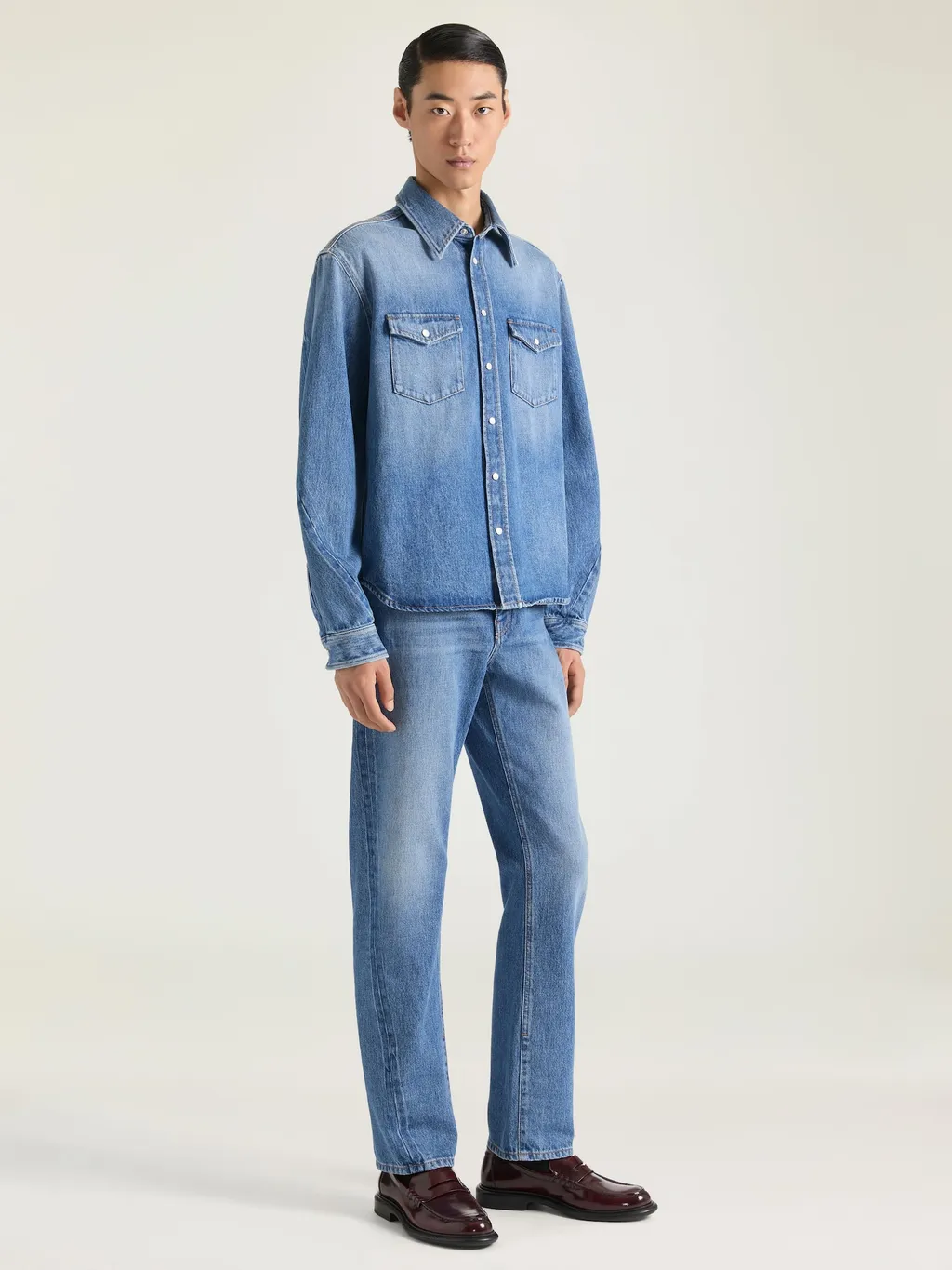 Couture Seam Shirt In Shadow Washed Denim