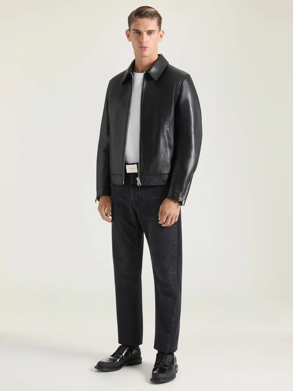 Biker Zipped Blouson In Leather