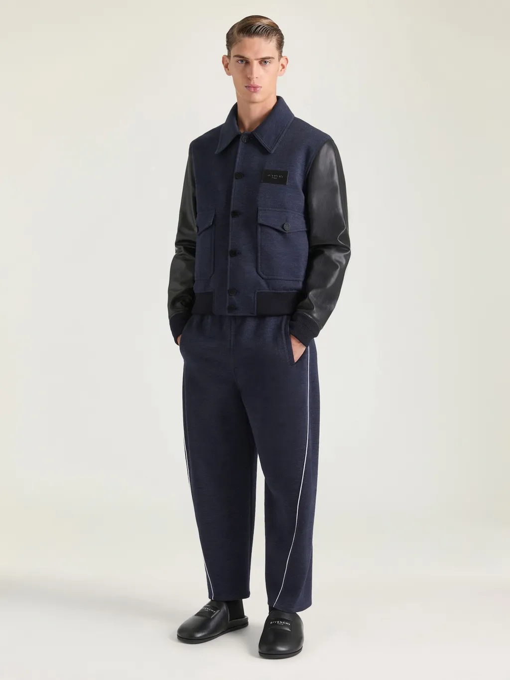 Mix Material Aviator Blouson