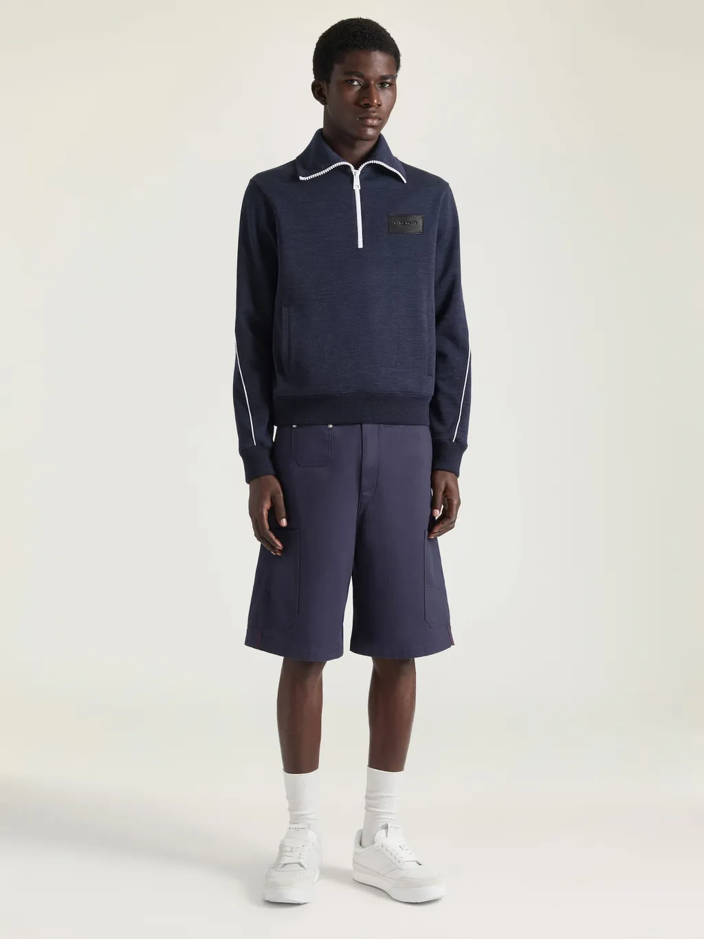 Zipped Sweatshirt In Wool With Givenchy Paris Patch