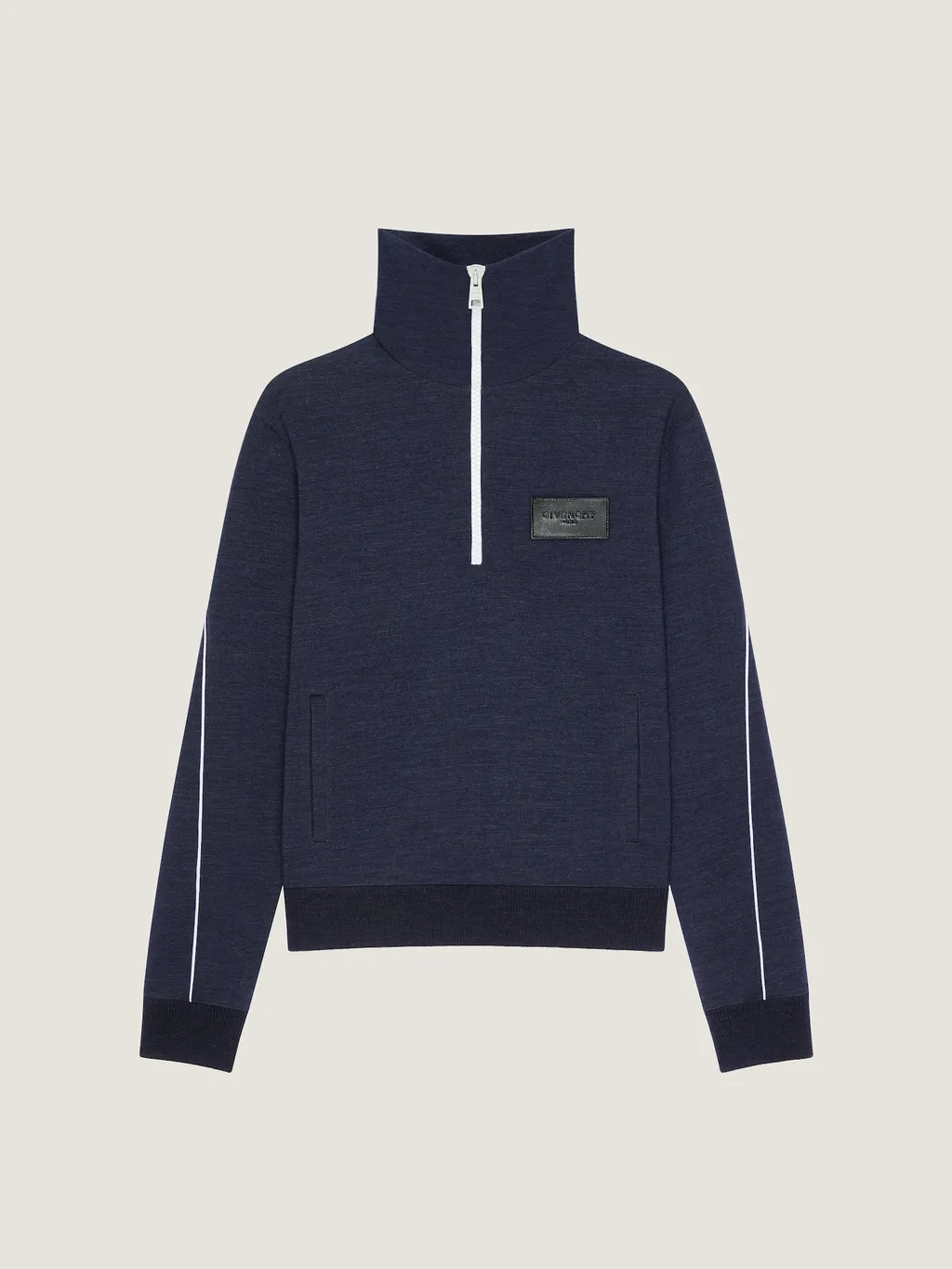 Zipped Sweatshirt In Wool With Givenchy Paris Patch