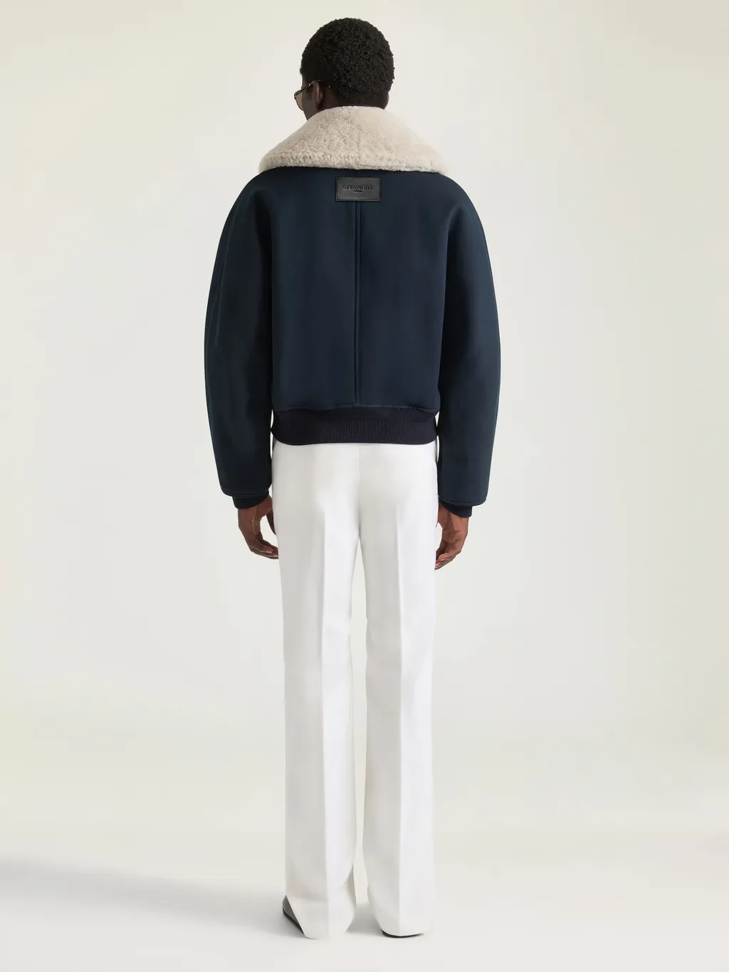 Bomber In Cotton With Shearling Collar