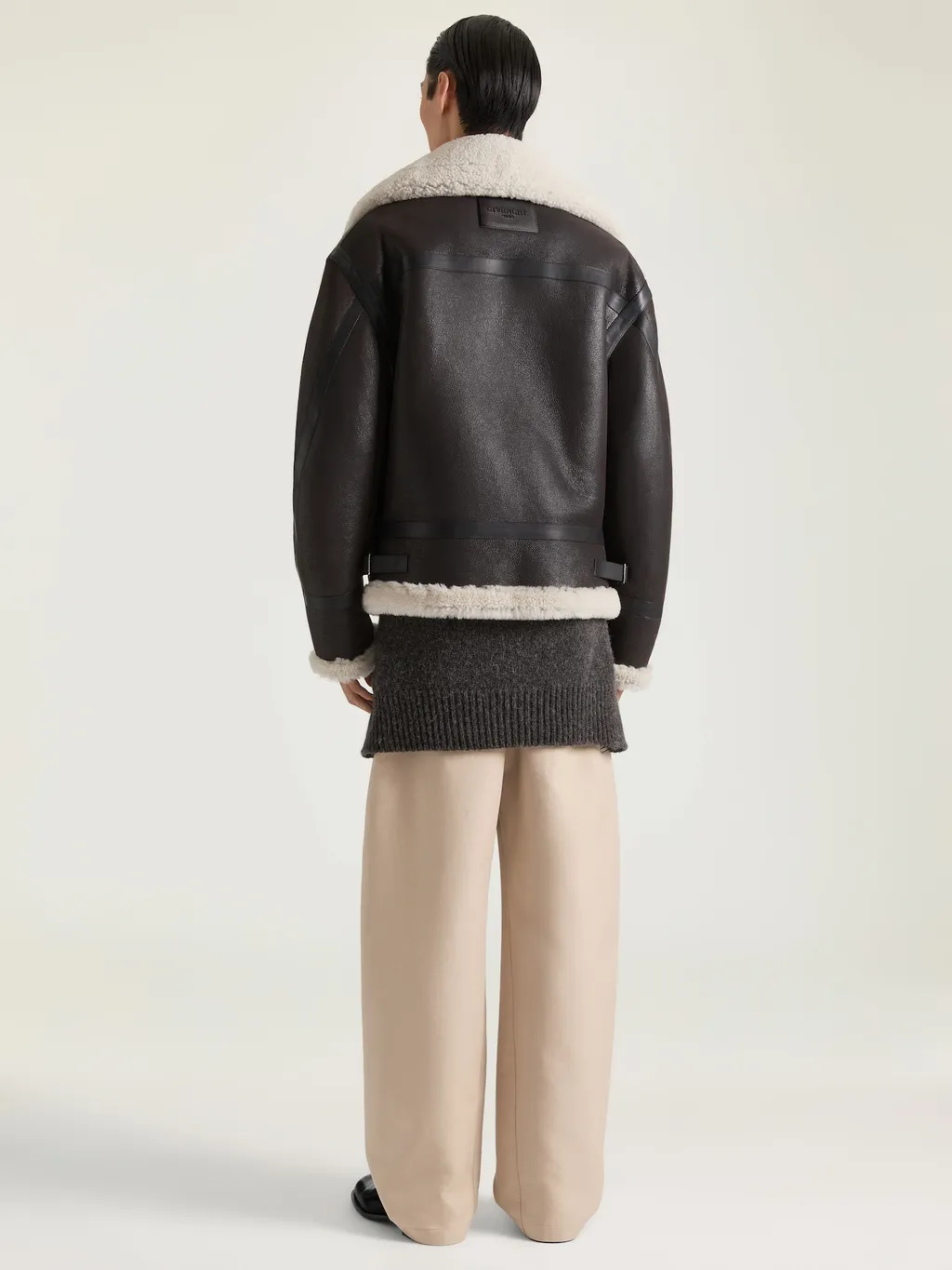 Couture Seam Aviator Blouson In Leather And Shearling
