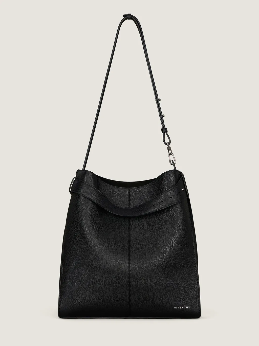 Medium Belted Hobo Bag In Grained Leather