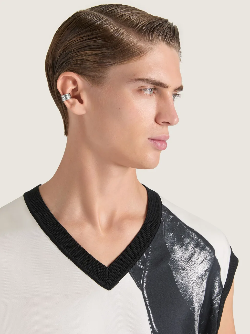 Givenchy Tape Earcuff In Metal And Enamel