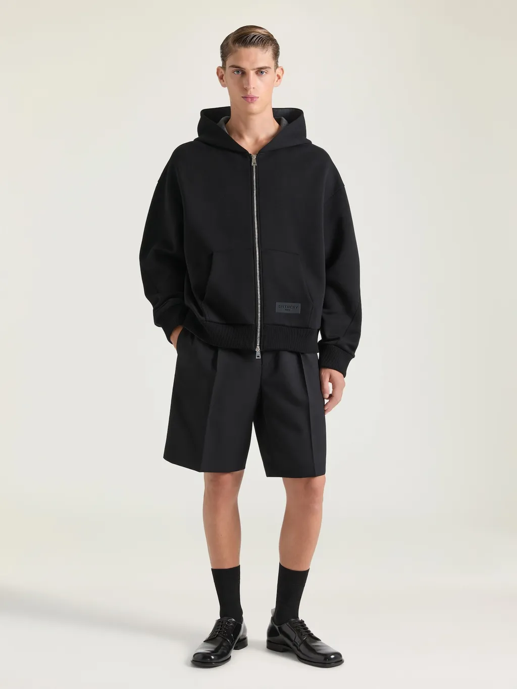 Couture Seam Zipped Hoodie In Scuba