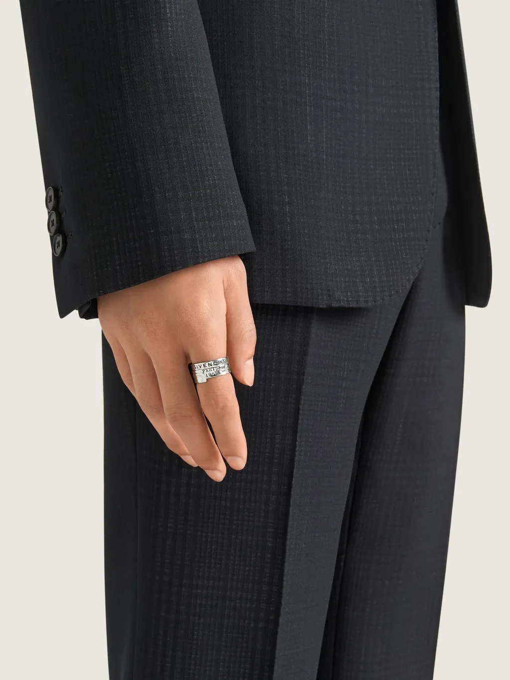 Givenchy Tape Ring In Metal And Enamel