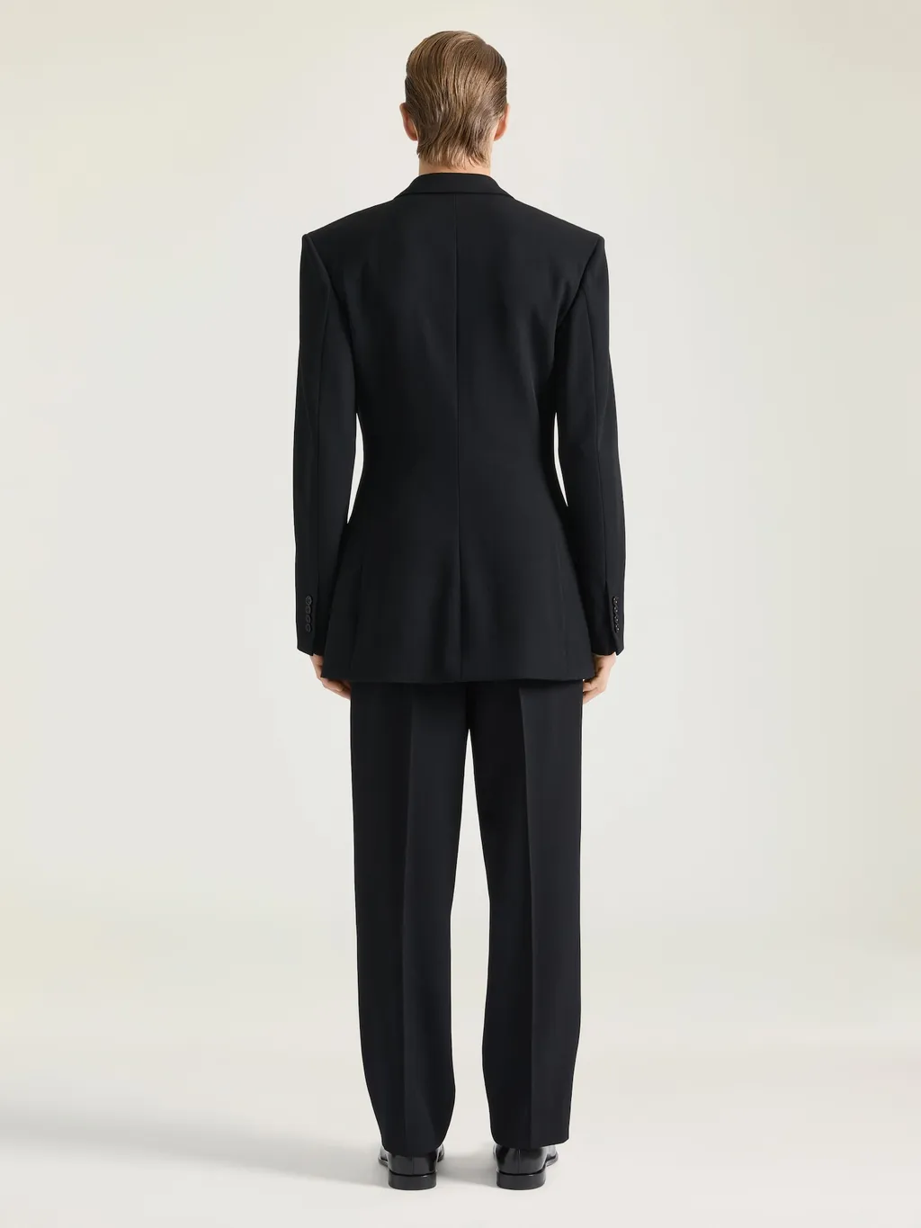 Tailored Double Pleat Trousers In Wool Twill