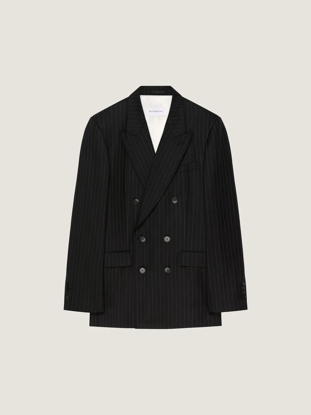 Double Breasted Fitted Jacket In Striped Wool