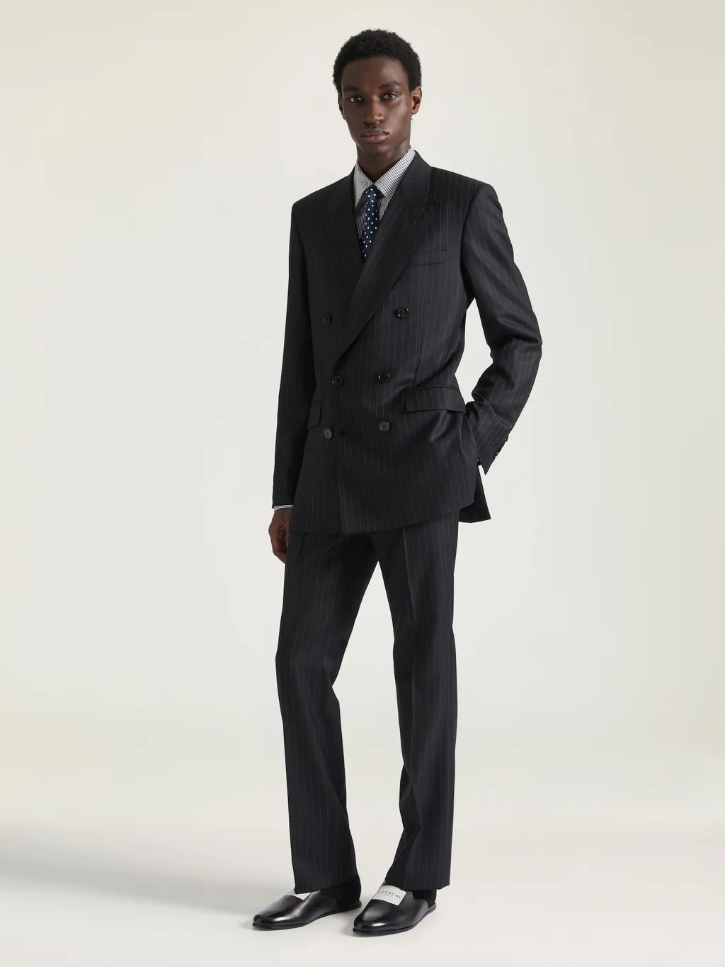 Straight Leg Tailored Trousers In Striped Wool