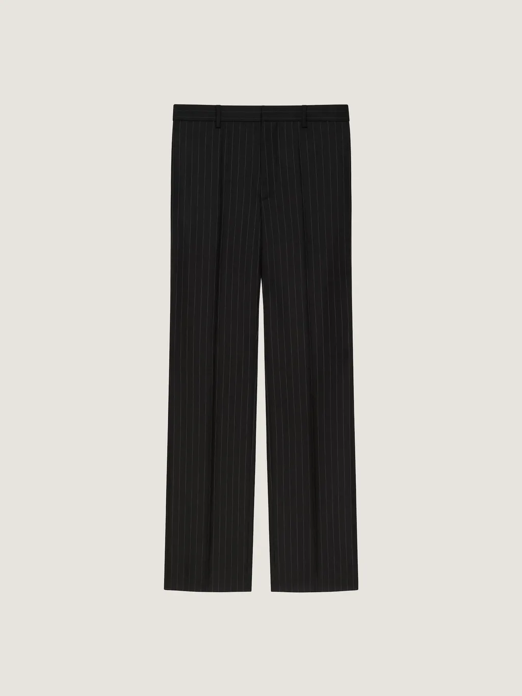 Straight Leg Tailored Trousers In Striped Wool