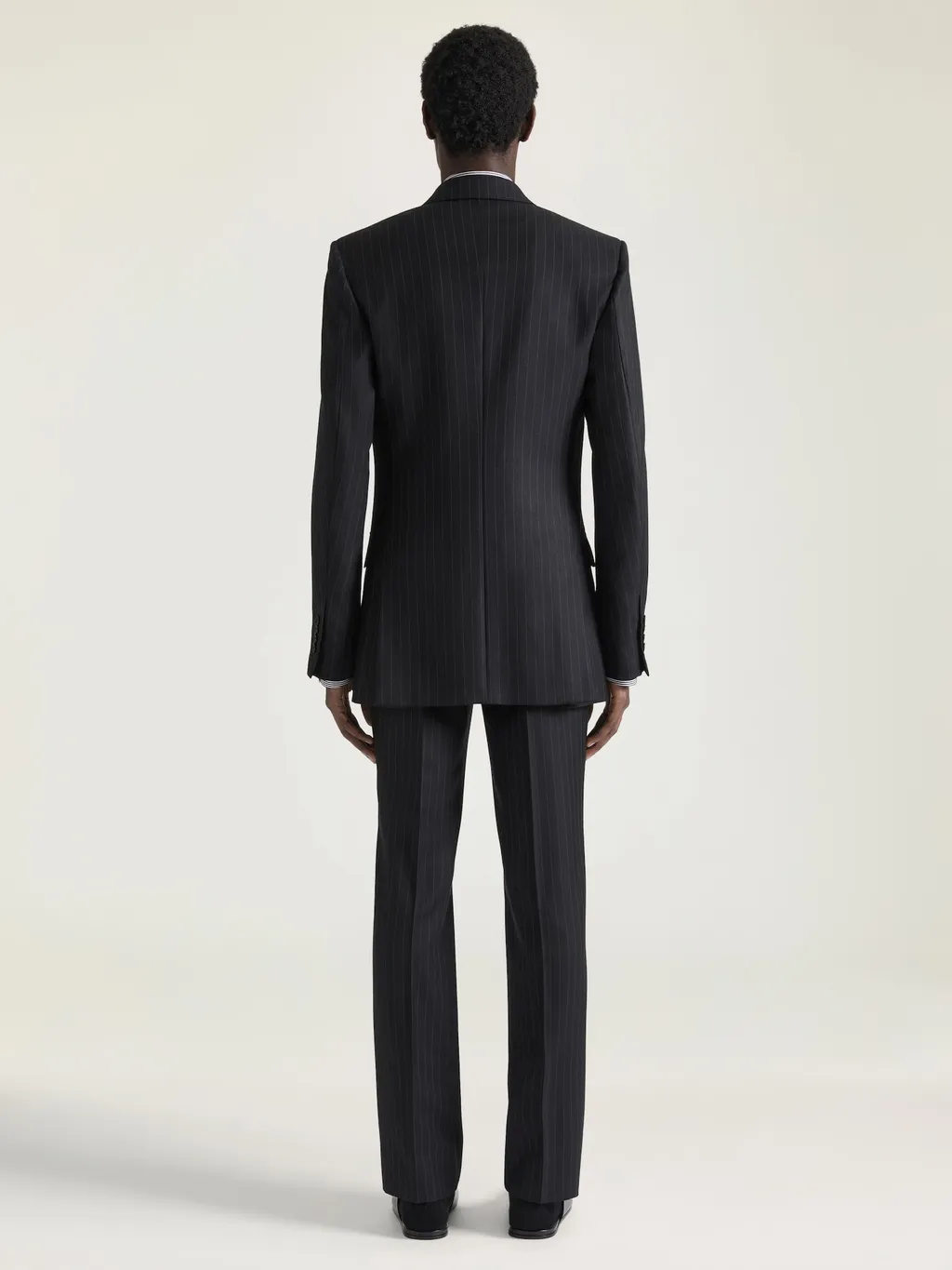 Straight Leg Tailored Trousers In Striped Wool
