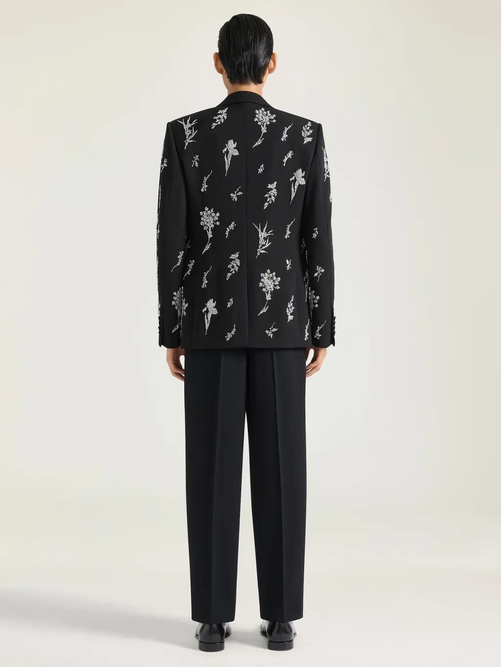 Single Breasted Jacket In Crystal Embroidered Wool