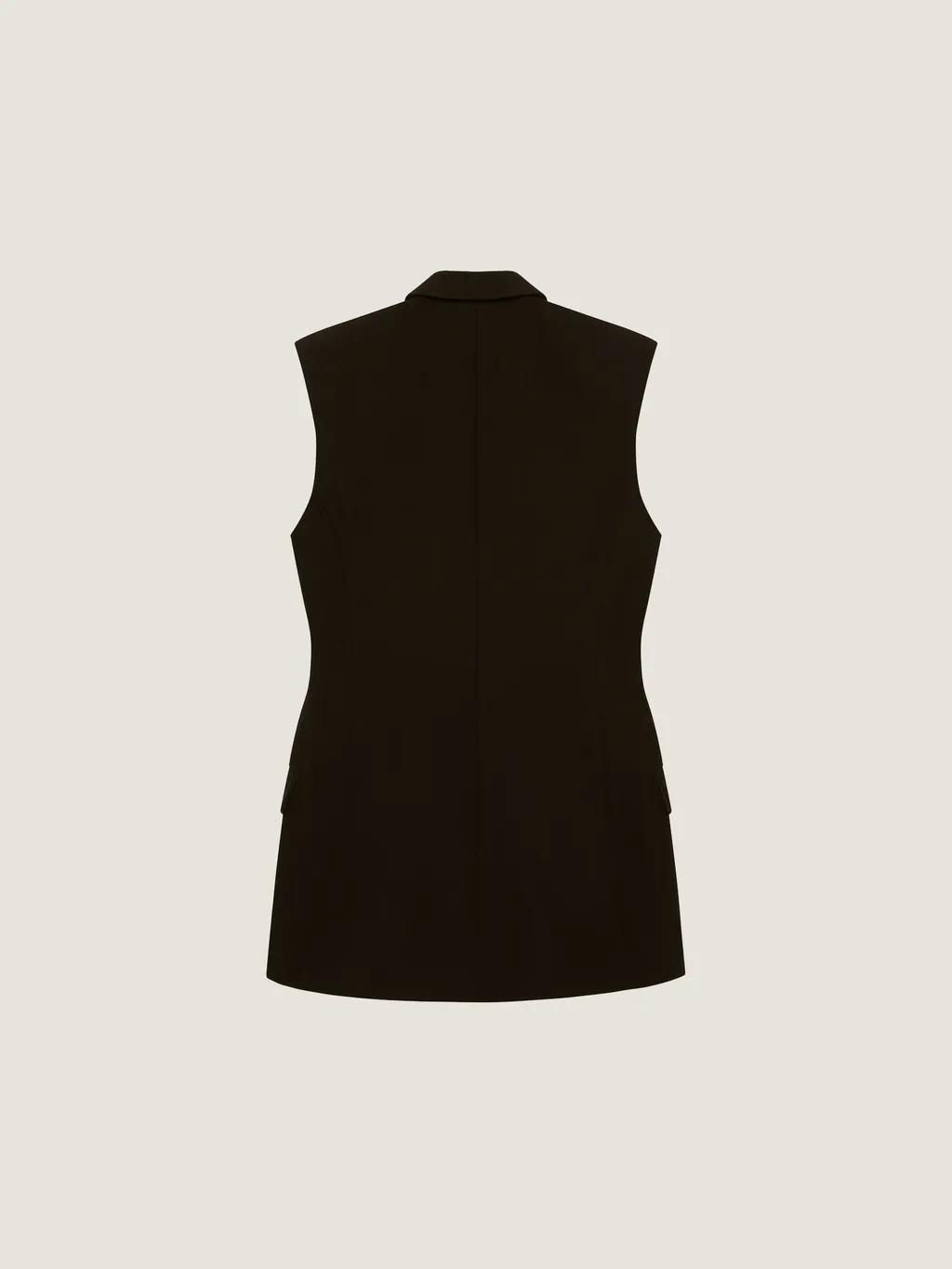Double Breasted Sleeveless Jacket In Wool Twill