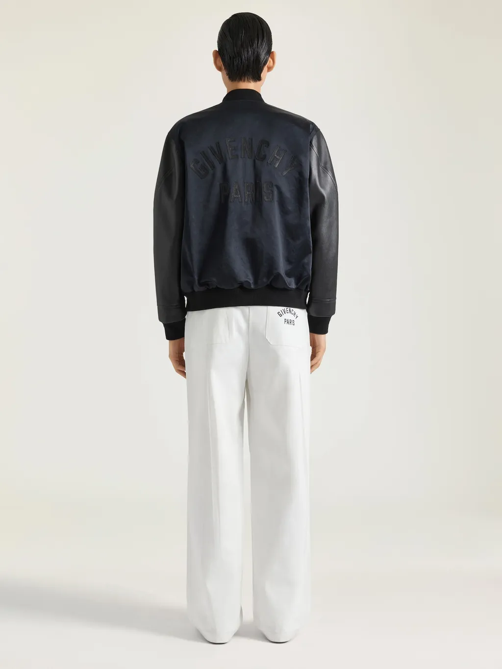 Bomber In Leather And Satin With Givenchy Paris Embroidery
