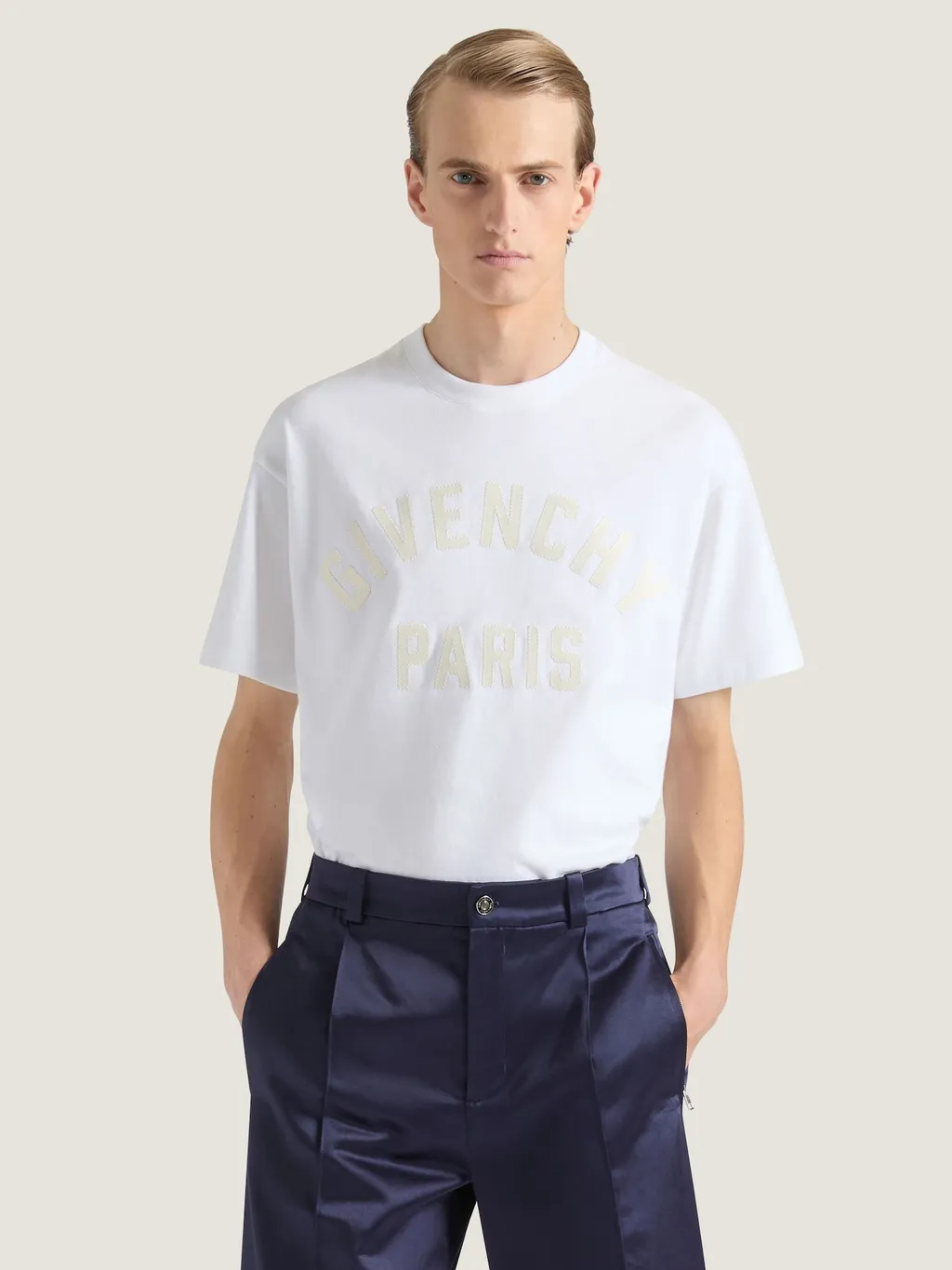 T-Shirt In Cotton With Givenchy Paris Embroidery