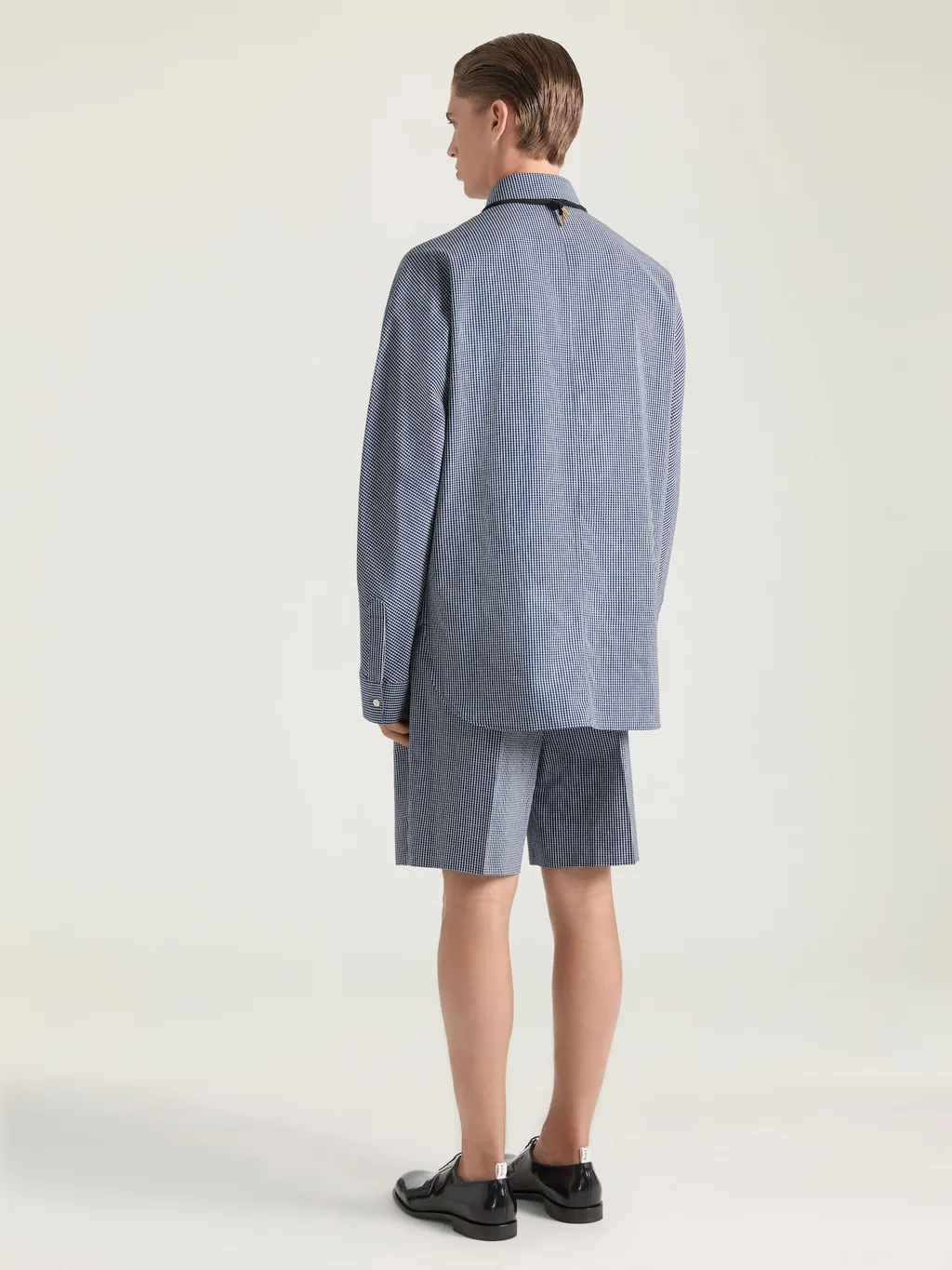 Couture Seam Checked Tuxedo Shirt In Cotton