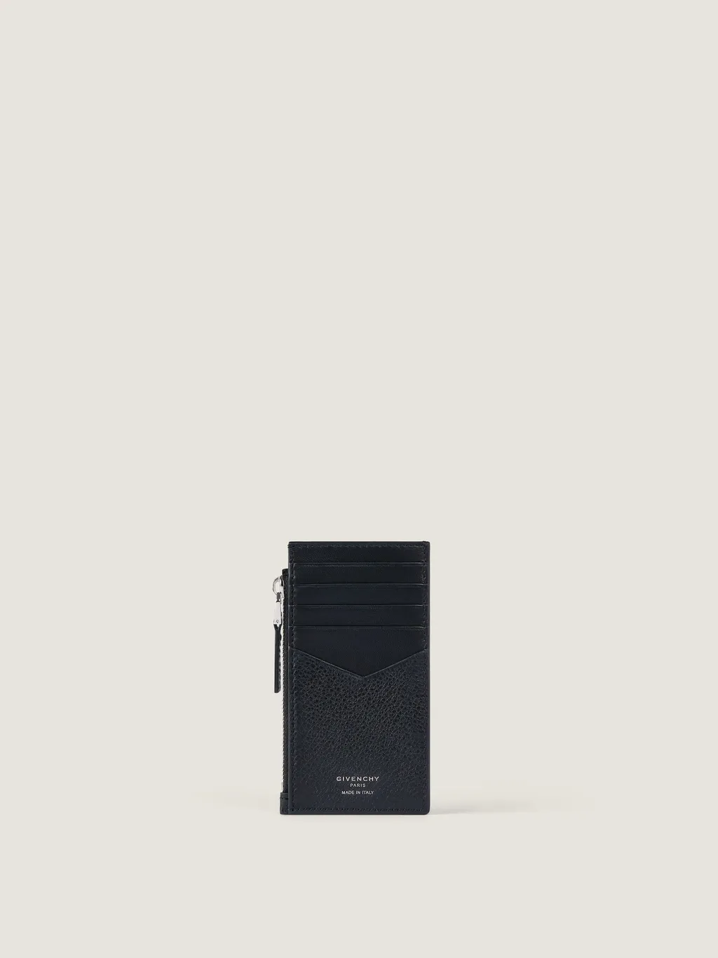 Zipped Card Holder In Grained Leather