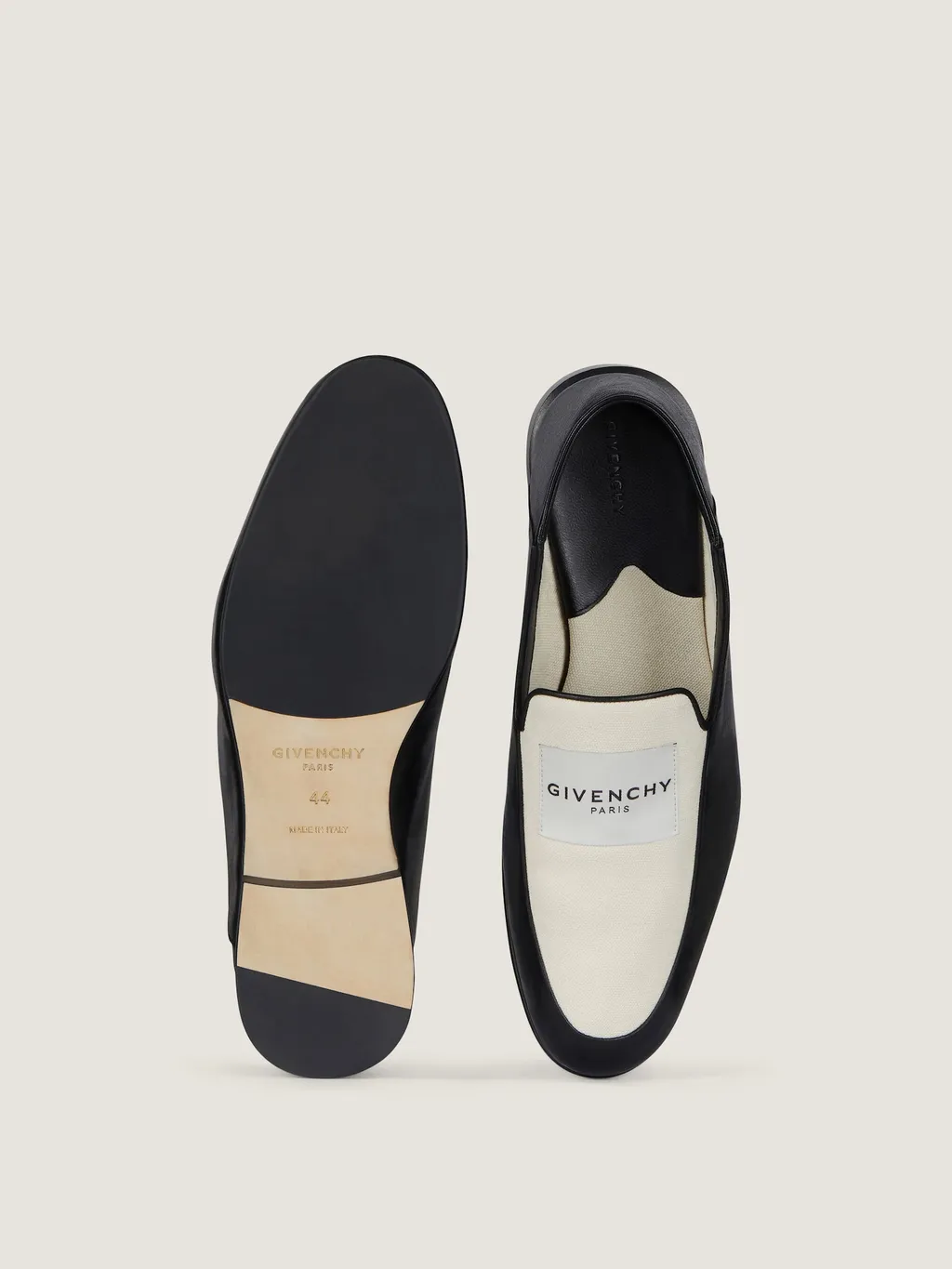 Label Loafers In Shiny Leather And Canvas