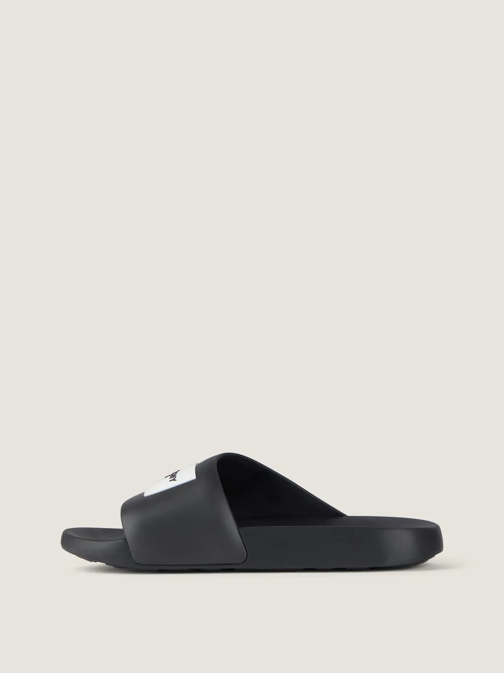 Label Slide Flat Mules In Rubber