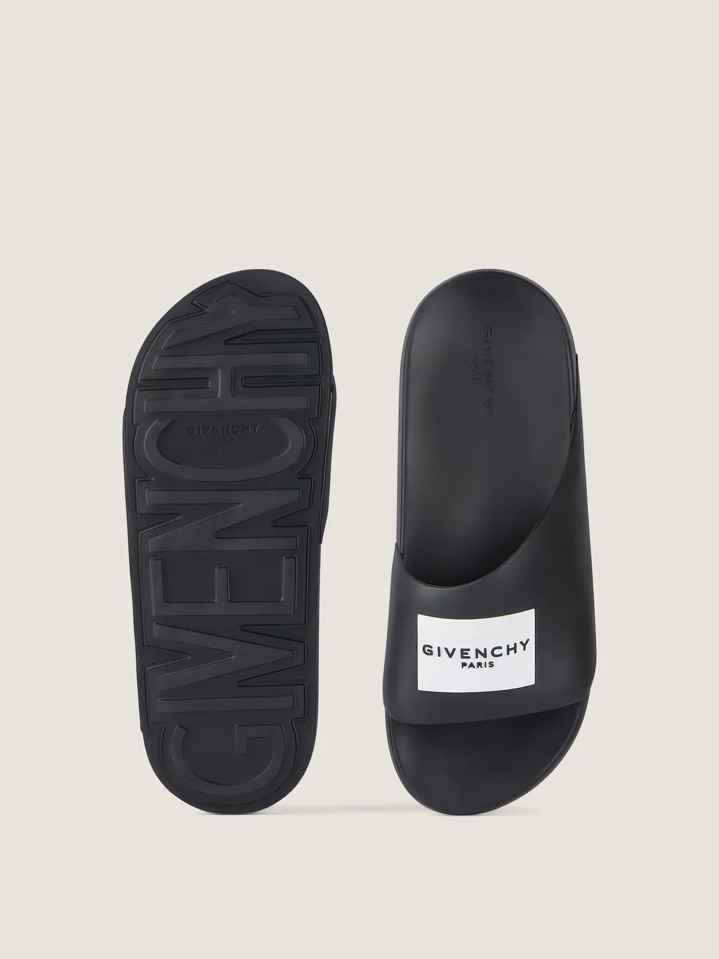 Label Slide Flat Mules In Rubber