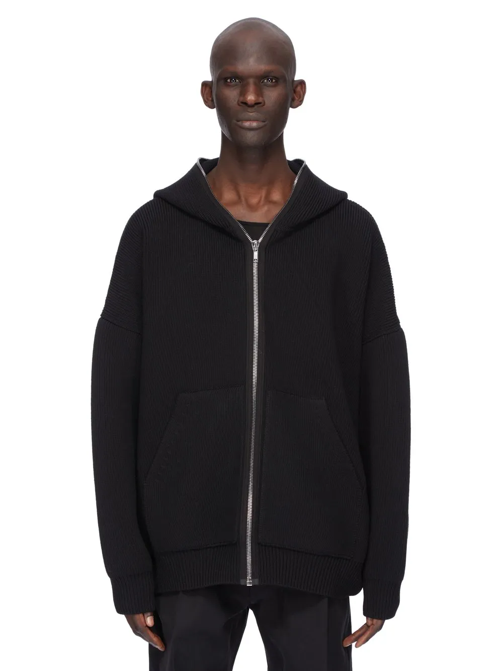 Rick Owens Concordians Runway Gimp Hoodie In Black Wool