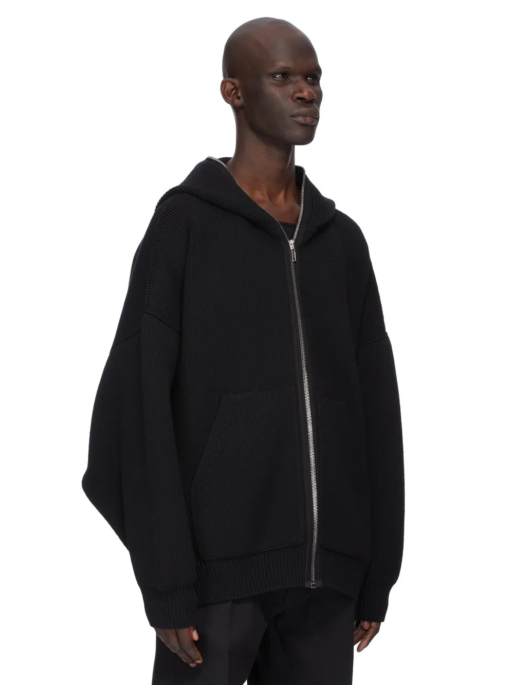 Rick Owens Concordians Runway Gimp Hoodie In Black Wool