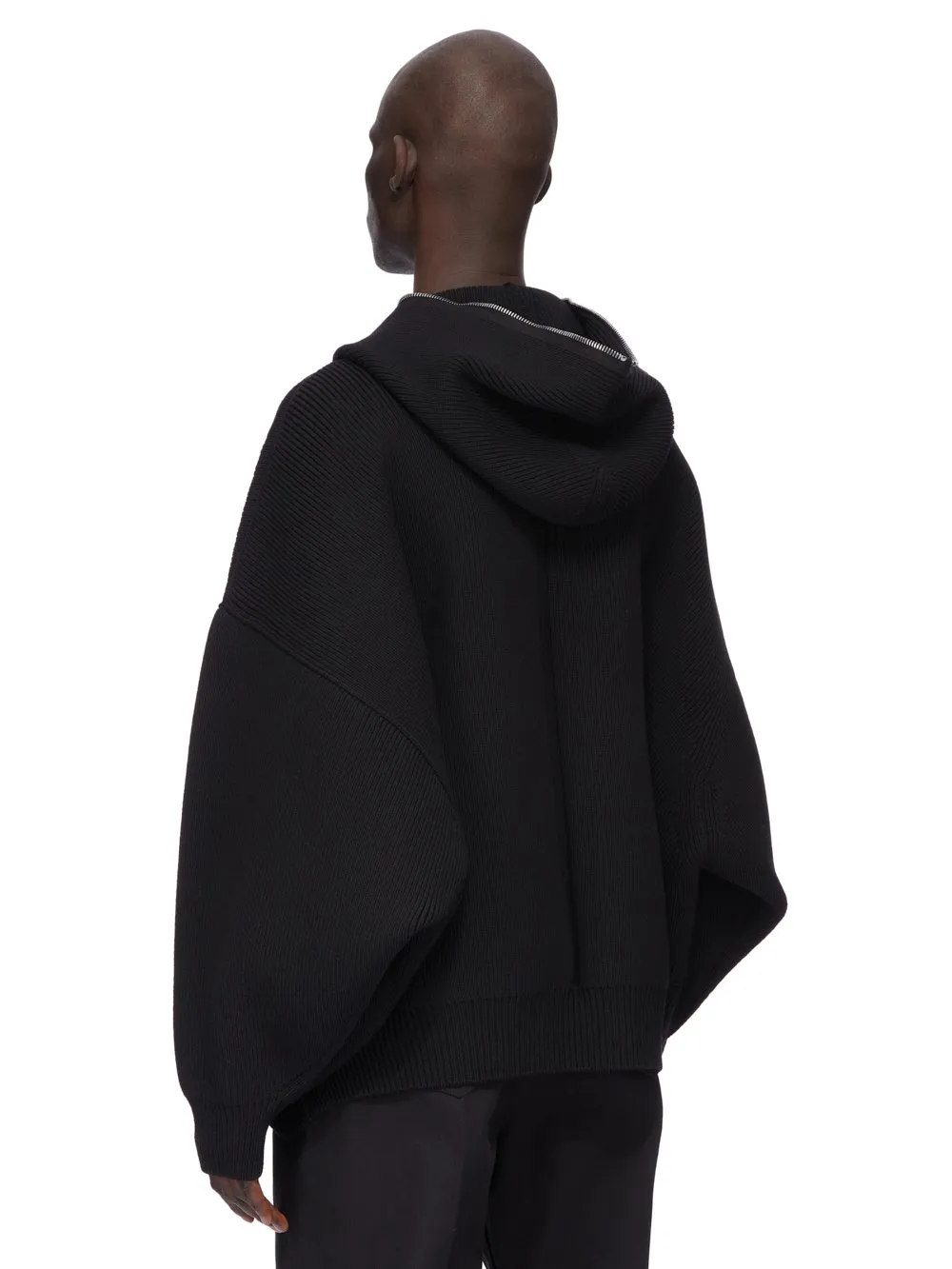 Rick Owens Concordians Runway Gimp Hoodie In Black Wool