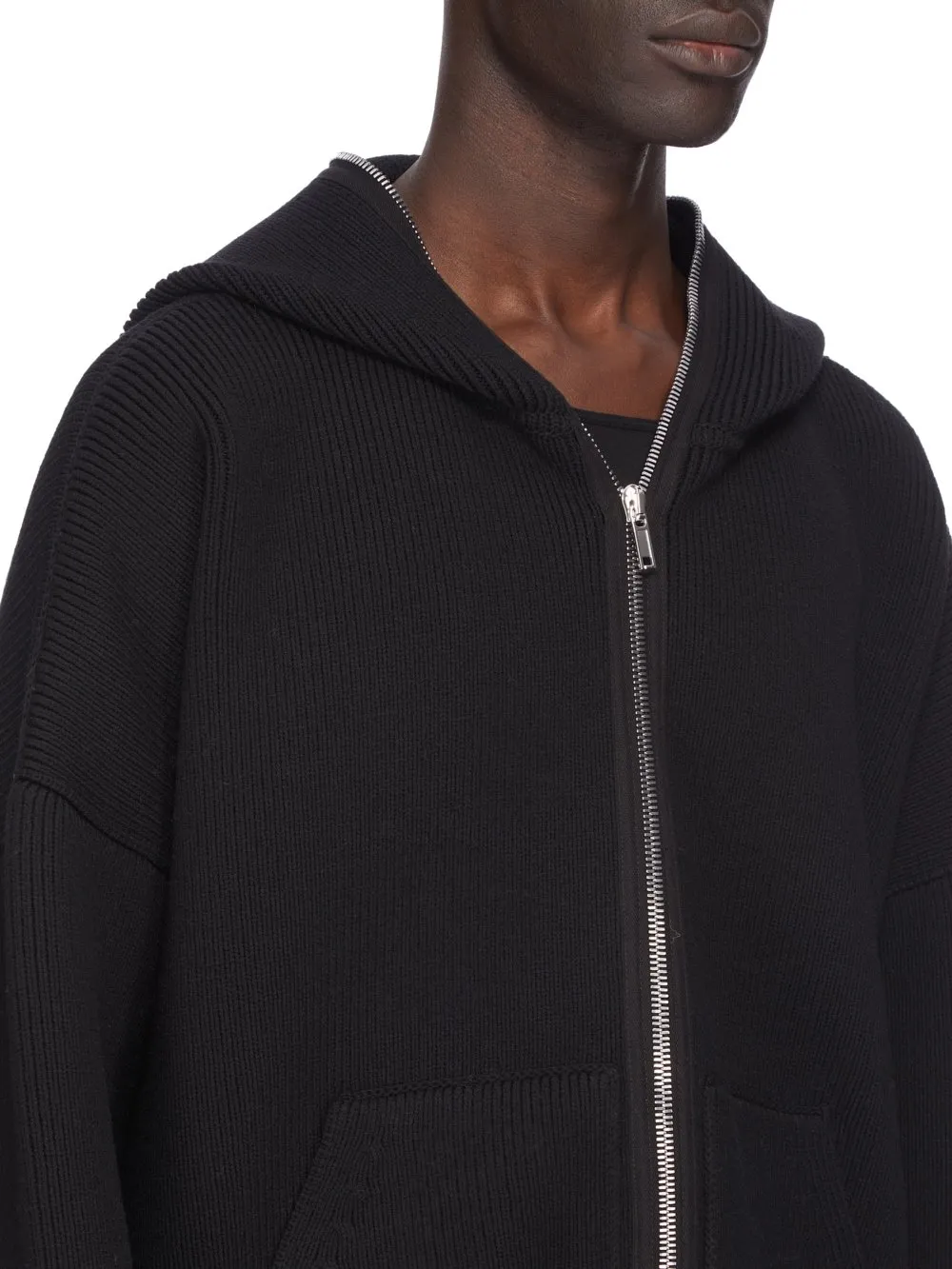 Rick Owens Concordians Runway Gimp Hoodie In Black Wool
