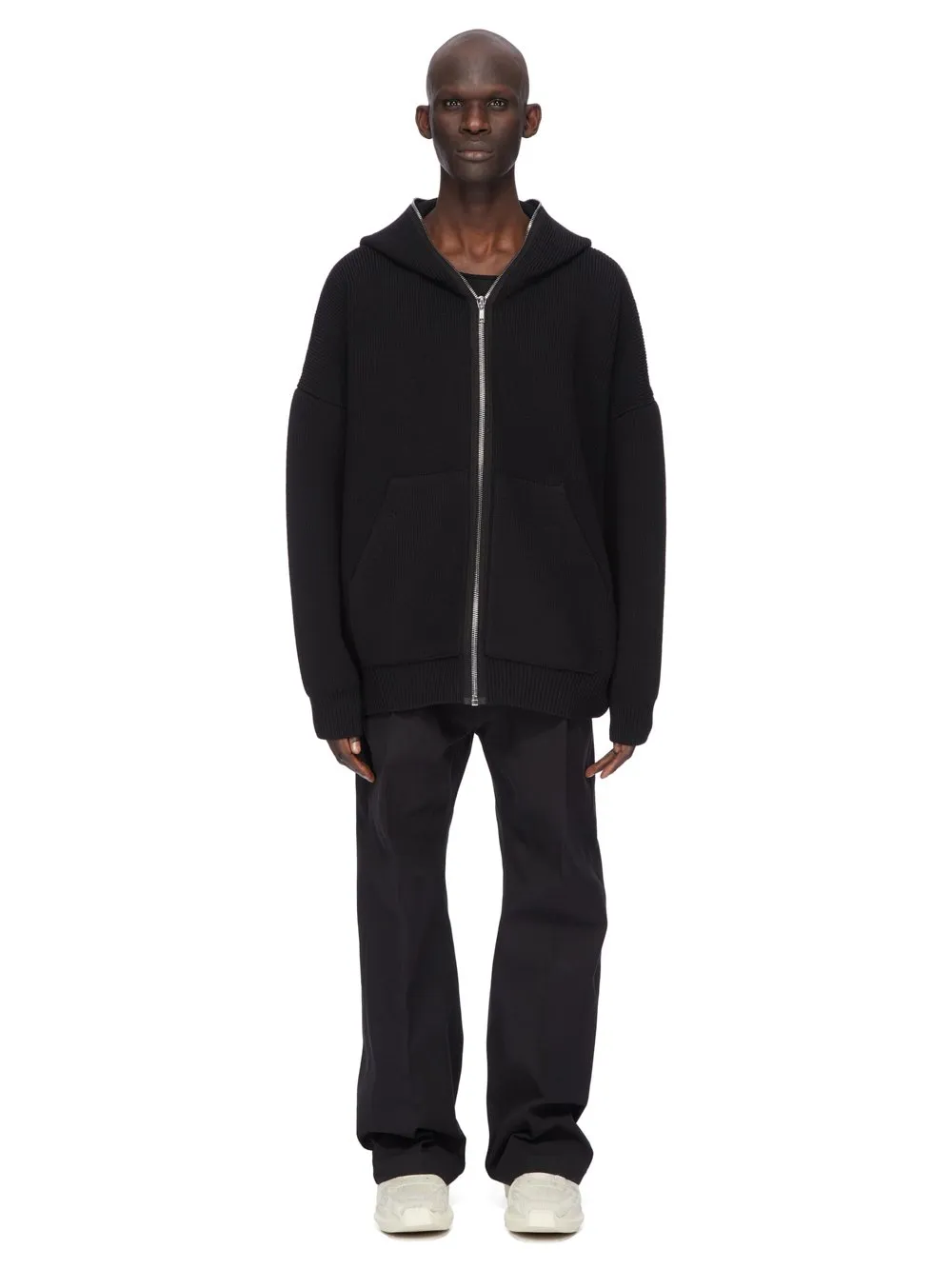 Rick Owens Concordians Runway Gimp Hoodie In Black Wool
