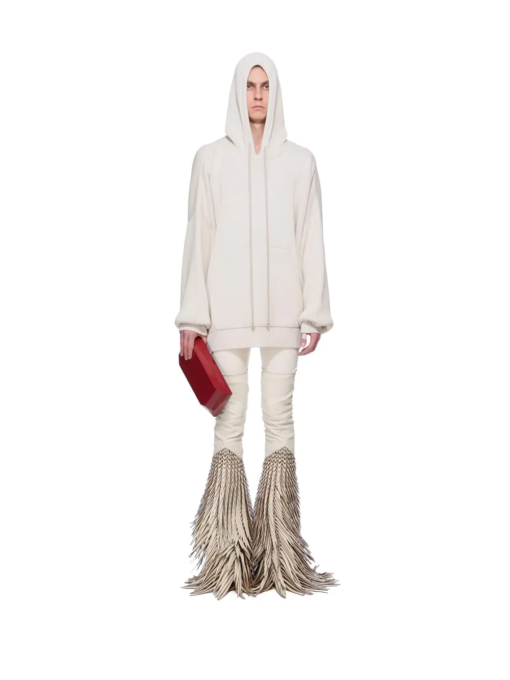 Rick Owens Concordians Runway Hun Hoodie In Natural Wool