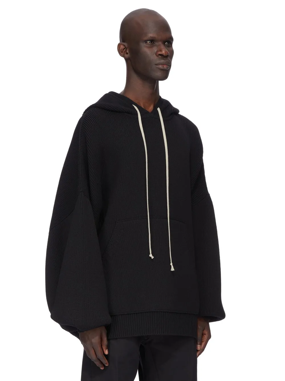 Rick Owens Concordians Runway Hun Hoodie In Black Wool