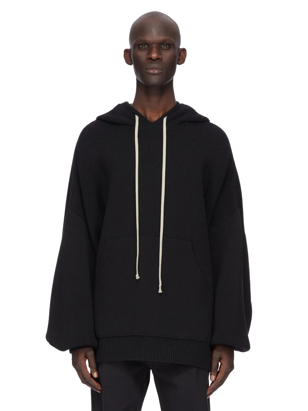 Rick Owens Concordians Runway Hun Hoodie In Black Wool