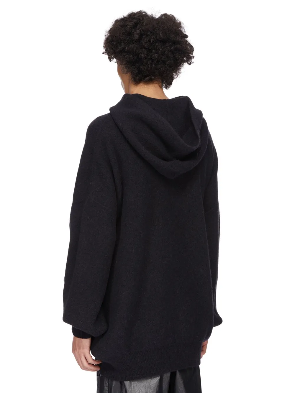 Rick Owens Concordians Runway Hun Hoodie In Black Alpaca Knit