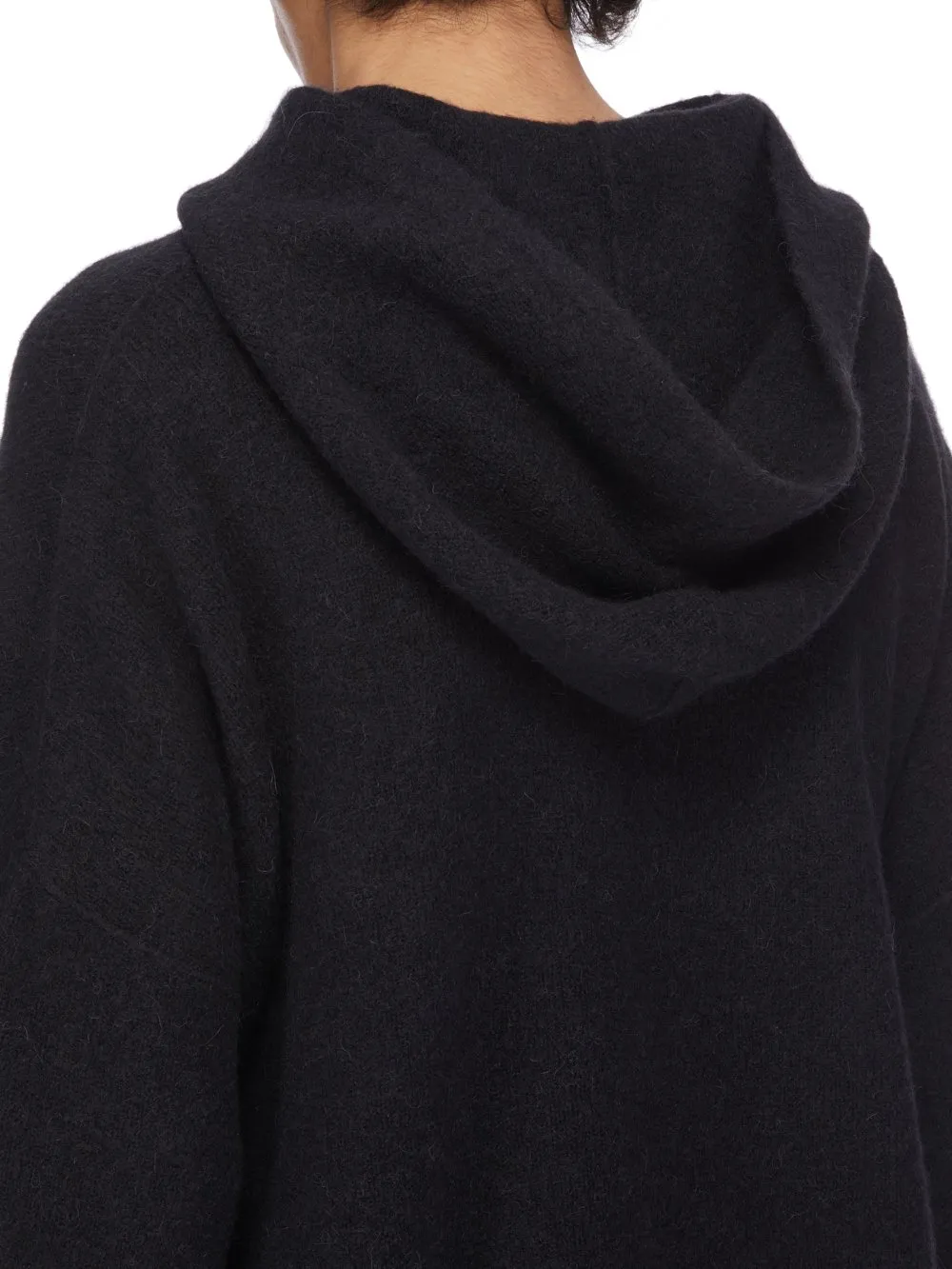 Rick Owens Concordians Runway Hun Hoodie In Black Alpaca Knit