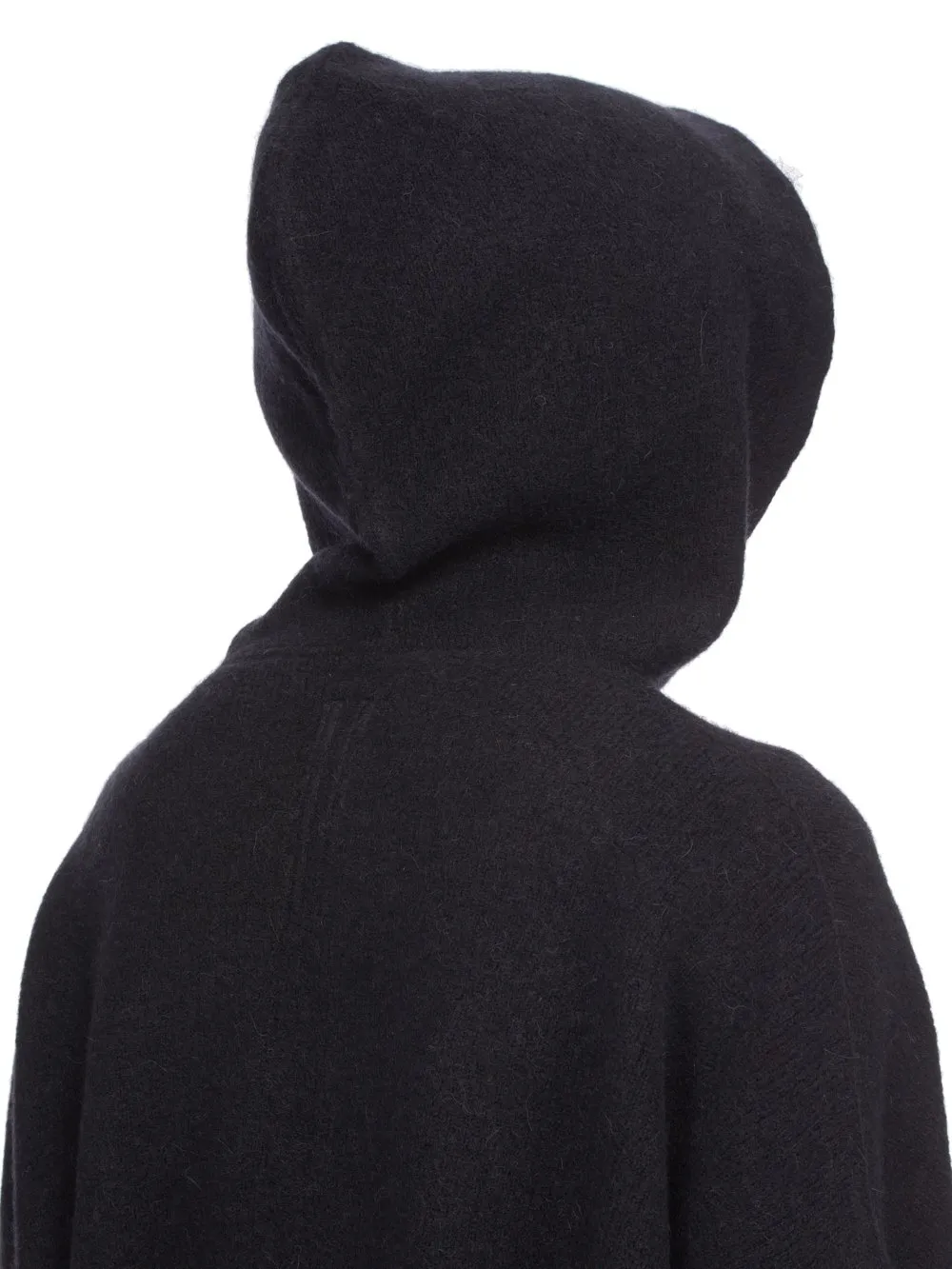 Rick Owens Concordians Runway Hun Hoodie In Black Alpaca Knit