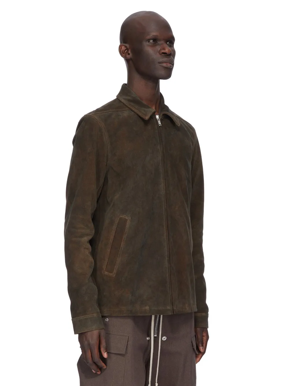 Rick Owens Concordians Runway Brad Jkt In Indigo Suede