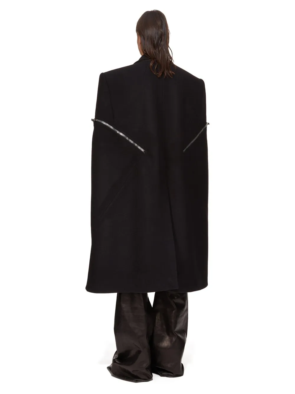 Rick Owens Concordians Runway Blixa Cape In Black Melton