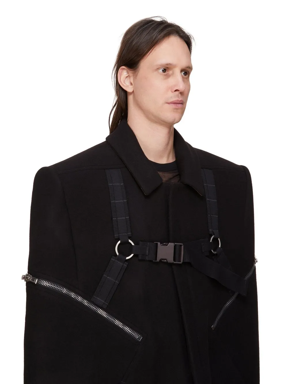 Rick Owens Concordians Runway Blixa Cape In Black Melton