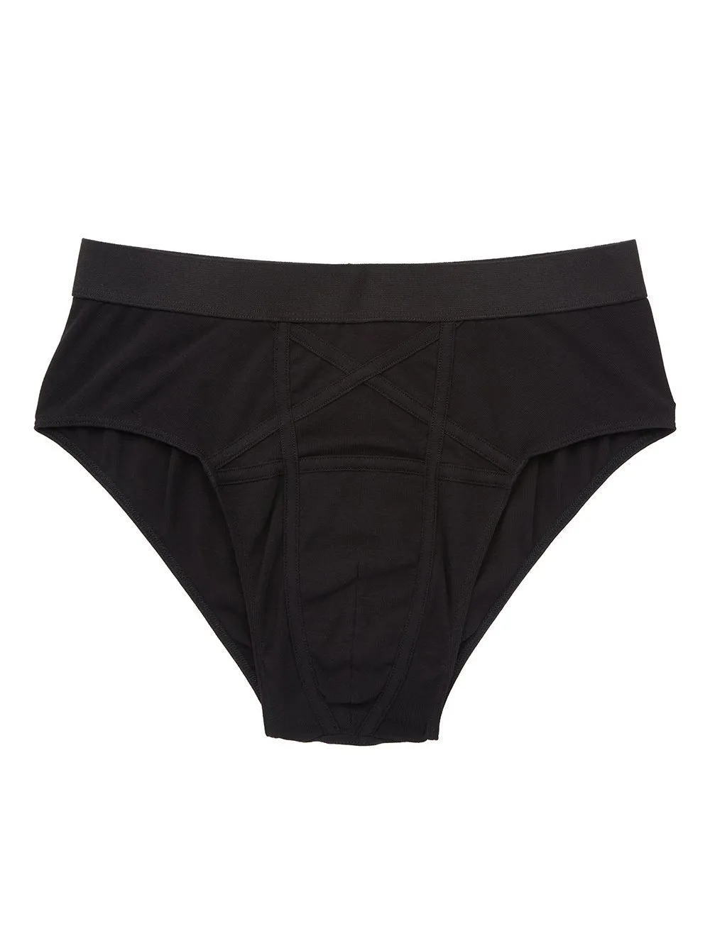 Rick Owens Temple Penta Brief In Black/Pearl Cotton Stretch Rib Jersey
