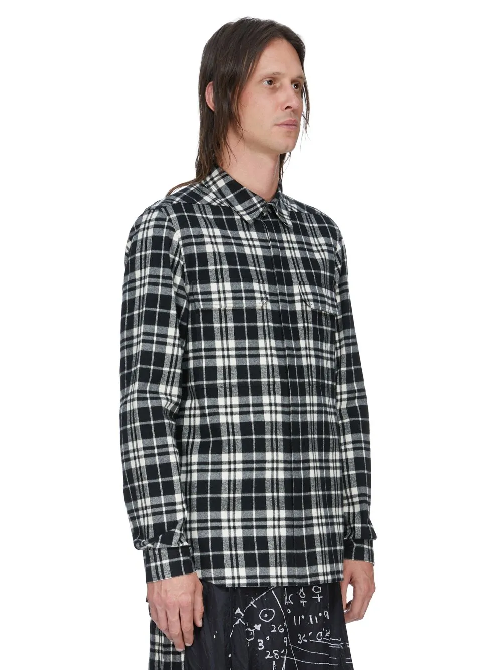 Rick Owens Temple Outershirt In Black Plaid Plaid Flannel